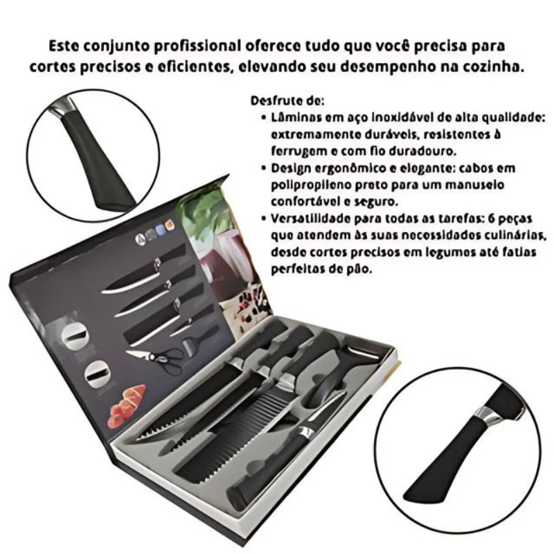 Kit Facas e Tesouras De Cozinha