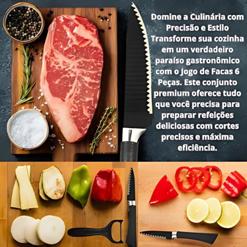 Kit Facas e Tesouras De Cozinha